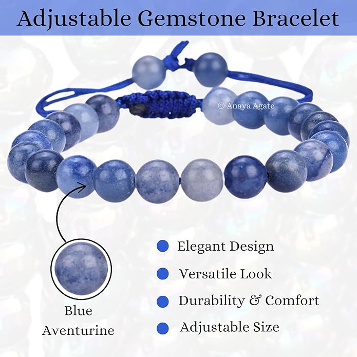 Energy Protection Crystal Handmade Adjustable Bead Bracelet Perfect for Men, Women’s Gift - Gemstone Healing Stretch Bracelet Pulsera Para Hombre Mujer Stocking Stuffer