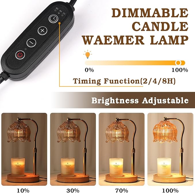 Christmas Birthday Gifts for Women, Candle Warmer Lamp with Timer & Height Adjustable, House Warming Gift for New Home Essentials, Gift for Mom Her Grandma, Flower Candle Warming Lamp