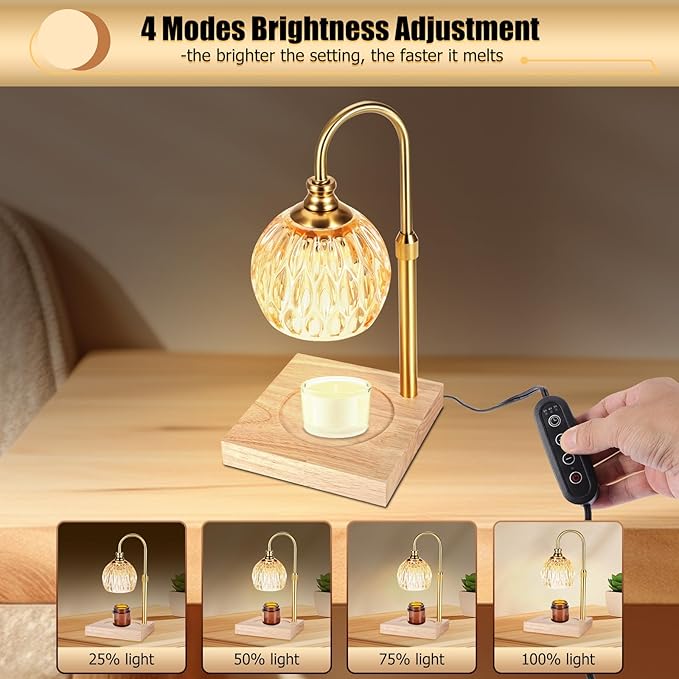 Candle Warmer Lamp, Dimmable Electric Wax Melt Warmer with Timer for Yankee Candle Large Jar Candle, Adjustable Height Candle Warmer Mother's Day Gifts for Mom Home Decor House Warming Gifts New Home