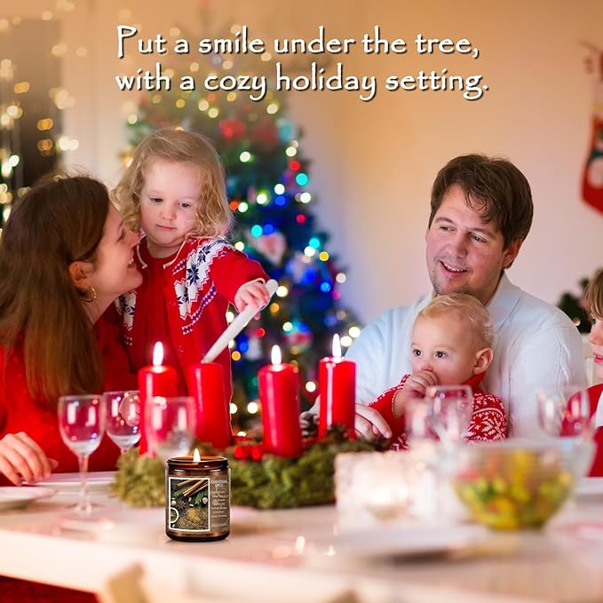 Christmas Candle | Christmas Spice Scented Candle, Holiday Candles Gift, Soy Wax Candle for Home Scented, Aromatherapy Jar Candles, Gifts for Women and Men, Cozy Winter Candles for Home Decor, 7 oz