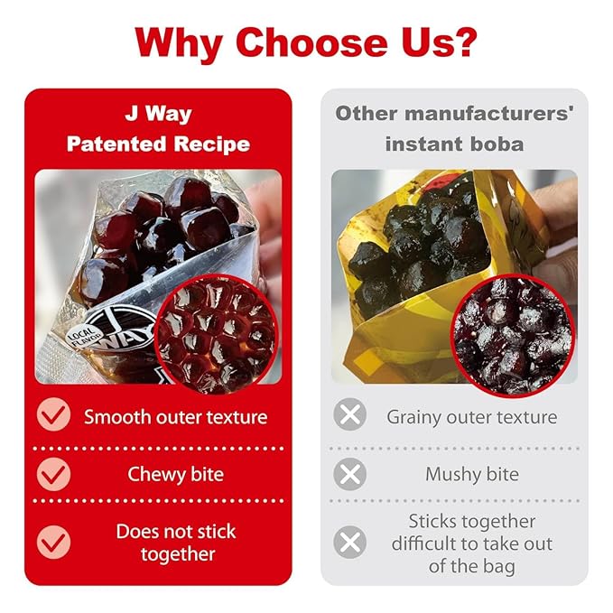 J WAY Instant Boba Bubble Pearl Milk Tea Kit with Authentic Brown Sugar Tapioca Boba, Ready in Under One Minute, Paper Straws Included - 3 Servings