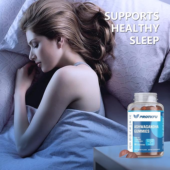 2 Pack Ashwagandha Gummies & Vitamin D3 Gummies Organic Aswangdha Supplement for Improve Sleep, Stress Relief & Mood Calm (Non-GMO, Gluten-Free & Sugar Free)