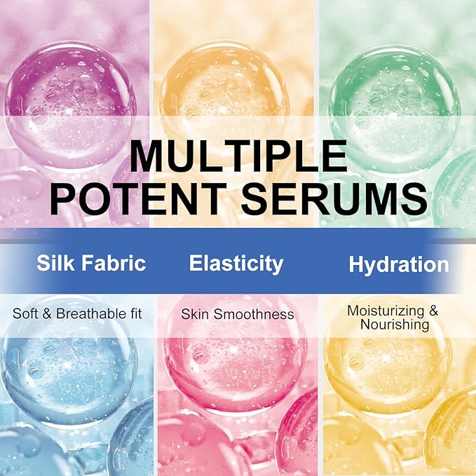 6 Pack Serum Sheet Masks,Facial Masks Skincare for Women,Hydrating & Moisturizing Face Masks for All Skin Types,Smooth,Nourishing,Lightweight