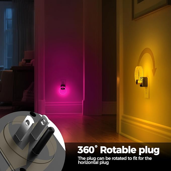 DORESshop Night Lights Plug Into Wall, [2 Pack] LED Night Light Color Changing RGB with Dusk-to-Dawn Sensor, Adjustable Brightness Dimmable Nightlights for Hallway, Bedroom,Kids Room