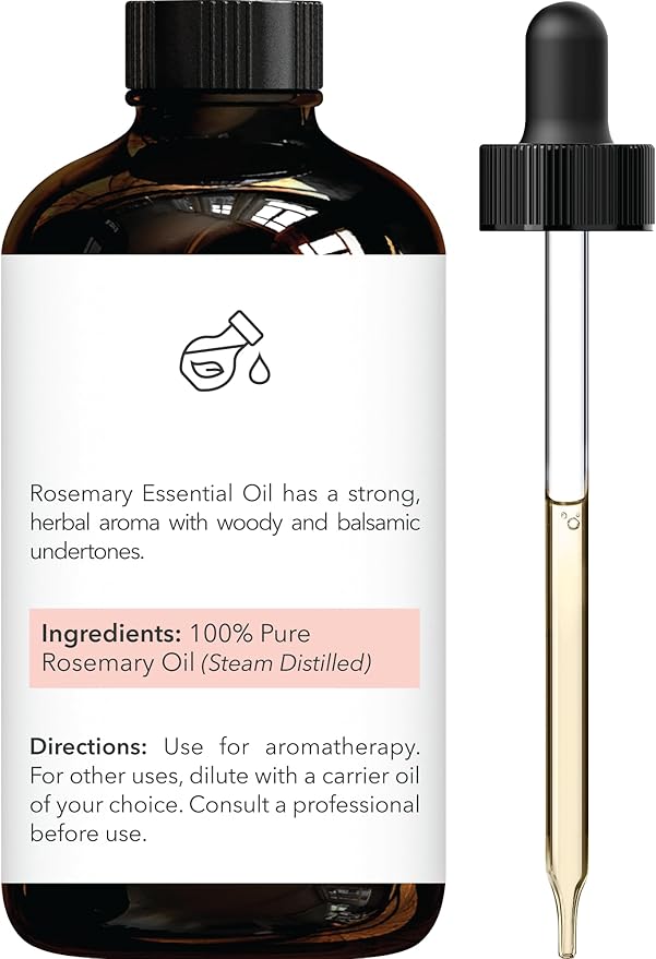Brooklyn Botany Rosemary Essential Oil - Huge 4 Fl Oz - 100% Pure and Natural - Premium Grade with Dropper - for Aromatherapy and Diffuser