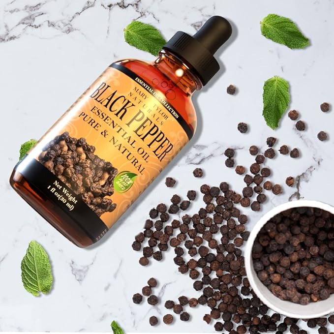 Black Pepper Essential Oil (1 oz), Premium Therapeutic Grade, 100% Pure and Natural, Perfect for Aromatherapy, Diffuser, DIY by Mary Tylor Naturals