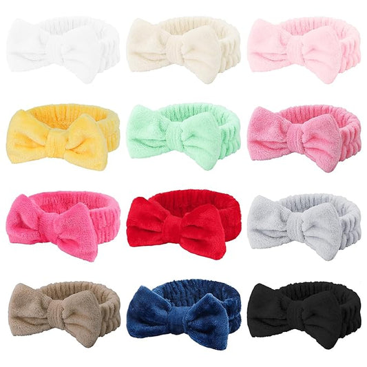 Casoty 12 Pack Skincare Headband for Washing Face Cute Face Wash Spa Headband for Women Makeup Hair Band Stocking Stuffers for Teen Girls Spa Party Hair Accessories Gifts for Women Girls