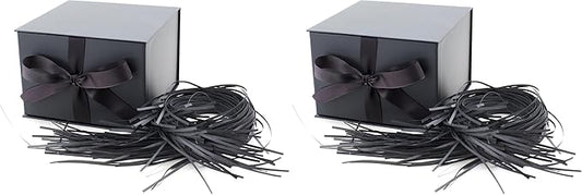 Hallmark Medium Gift Box with Lid and Shredded Paper Fill (Gray 7 inch Box) for Weddings, Graduations, Birthdays, Father's Day, Groomsmen Gifts, All Occasion (Pack of 2)