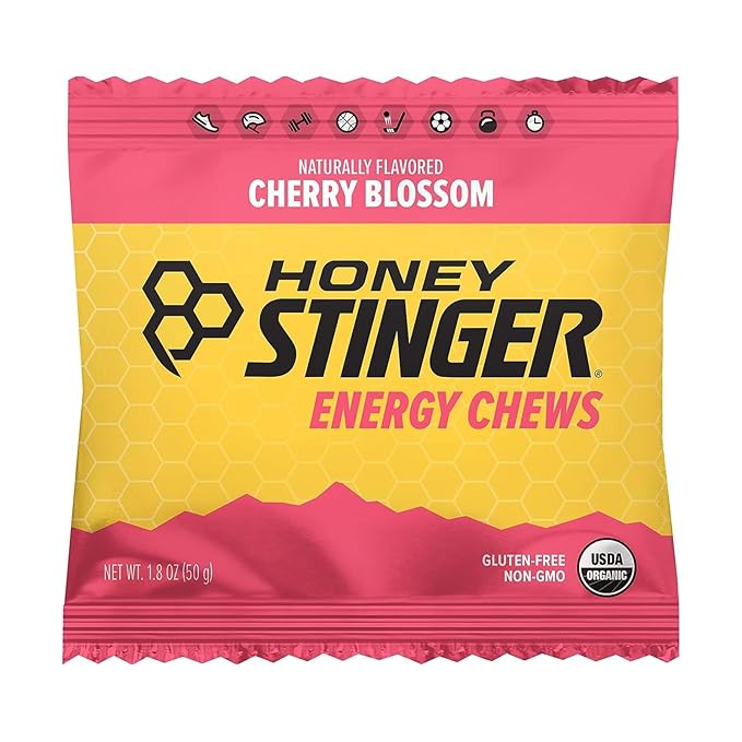 Honey Stinger Organic Cherry Blossom Energy Chew, Gluten Free & Caffeine Free, for Exercise, Running and Performance, Sports Nutrition for Home & Gym, Pre and Mid Workout, 12 Pack, 21.6 Ounce