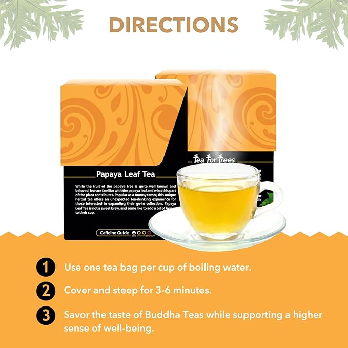 Buddha Teas Organic Papaya Leaf Tea - OU Kosher, USDA Organic, CCOF, 18 Bleach-Free Tea Bags