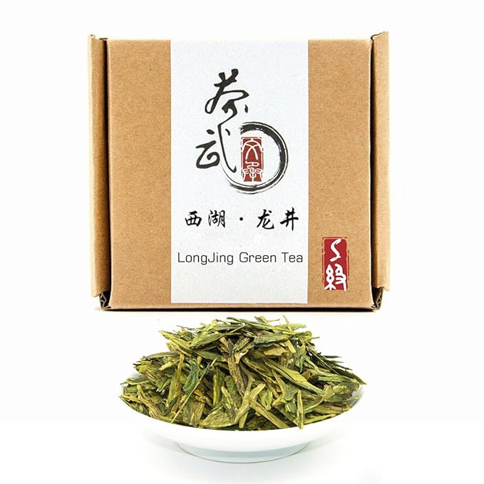 ChaWuWarmSun [S] LongJing Green Tea,3.5oz/100g,Chinese Dragon Well Green Tea Loose Leaf