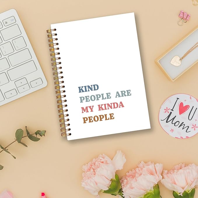 Kind People Are My Kinda People Inspirational Spiral Notebooks, Motivational Quote Journal, Positive Journals for Writing, Motivational Notebook for Note Taking, 5.5x8.3 Inch