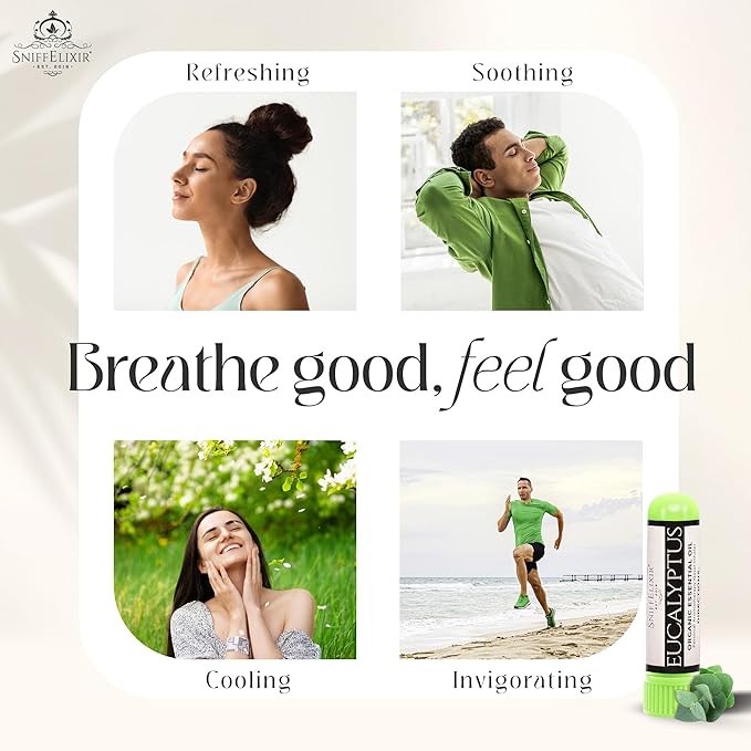 Eucalyptus Nasal Inhaler with Essential Oils for Adults - Natural Aromatherapy Stick for Breathing, Portable