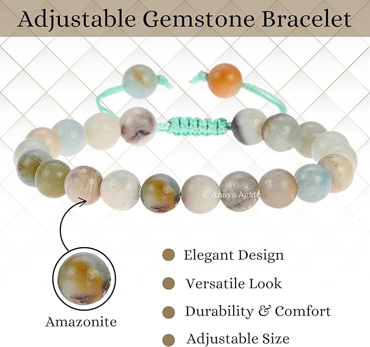 Energy Protection Crystal Handmade Adjustable Bead Bracelet Perfect for Men, Women’s Gift - Gemstone Healing Stretch Bracelet Pulsera Para Hombre Mujer Stocking Stuffer