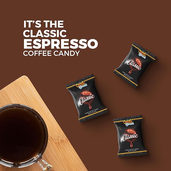 Candy Break Coffee Drops, Center Filled Hard Candy, Coffee Candy Individually Wrapped Snacks, Espresso Flavored Hard Candies, Caffeine Candies 2.2 Pound Bulk Bag, Pack of 1