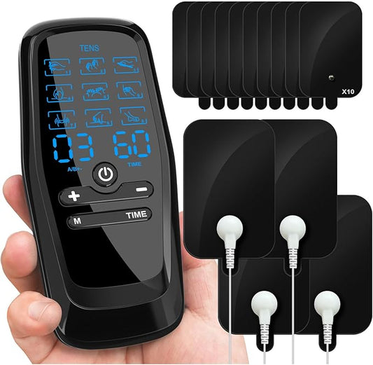 Dual Channel TENS Unit for Pain Relief Rechargeable Electronic Pluse Muscle Stimulator Massager Low-Frequency Multi-Function Physiotherapy Instrument with 10pcs Electrode Pads