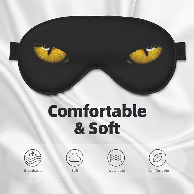 Yellow Eyeballs in Dark Sleeping Eye Mask Eye Mask for Sleeping Soft Comfort Eye Shade Blackout Eye Cover for Deep Rest Travel Nap Meditation