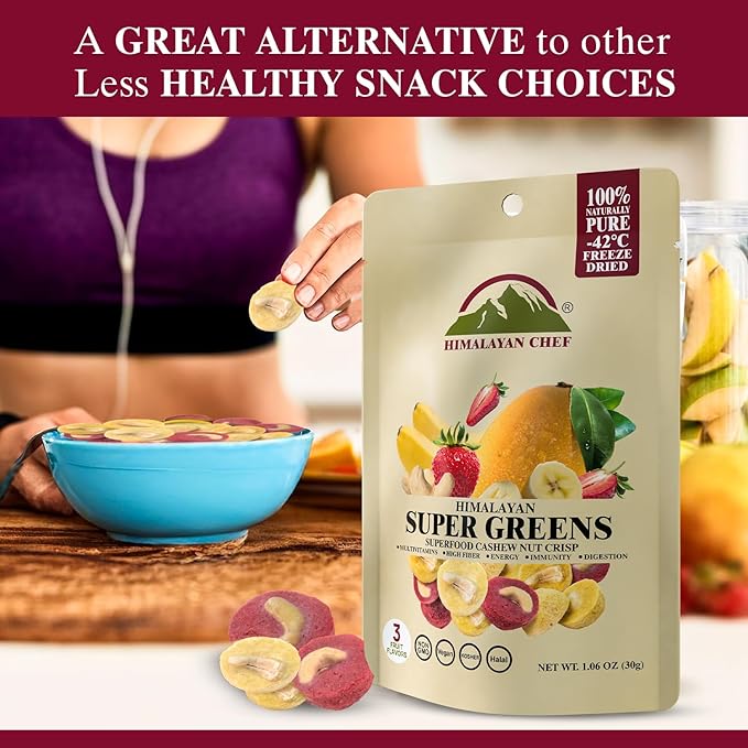 Himalayan Chef Super Reds Freeze-Dried Fruit Cashew Nut Crisps, 30g/each – 10 Pack | Mix Superfood Fruits | Healthy Snacks Packed with Multivitamins, High Fiber & Antioxidants for Energy Boost