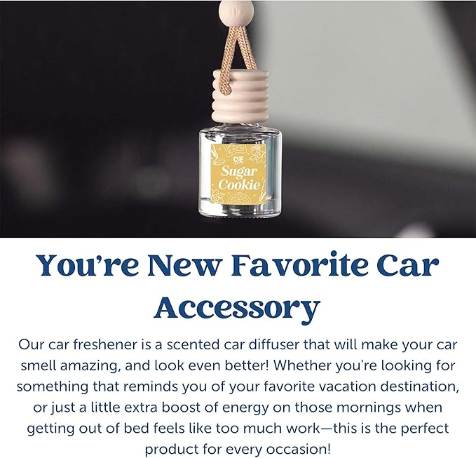 CANDECraftCo Car Air Hanging Fragrance Oil, Car Auto Freshener for Essential Oils, Scents Fragrance Aromatherapy Automobile Diffuser, Long Lasting (Cinnamon Sugar + Sugar Cookie)