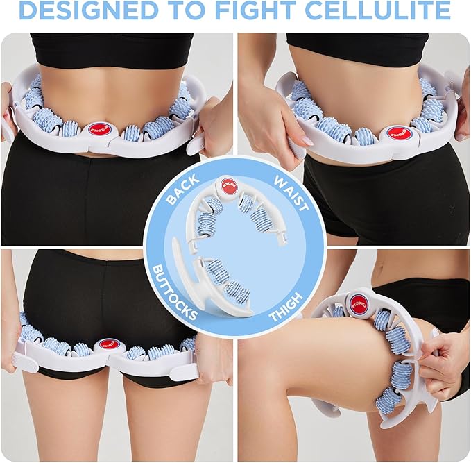 Cellulite Massage Tool Muscle Roller - Deep Fascia Massager & Dimpled Skin Remover for Legs, Thighs & Buttocks - Anti-Cellulite Roller, Smooth Skin, Pain Reliefs (Blue)