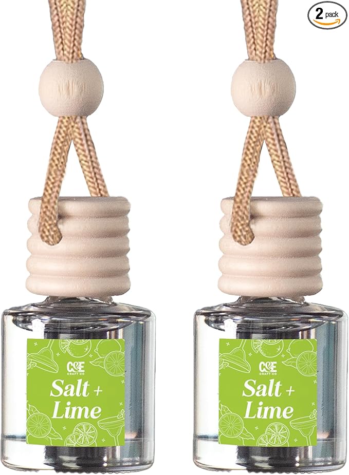 CANDECraftCo Car Air Hanging Fragrance Oil, Car Auto Freshener for Essential Oils, Scents Fragrance Aromatherapy Automobile Diffuser, Long Lasting (Salt & Lime)