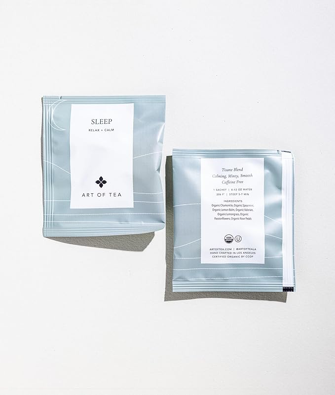 Art of Tea | Organic Sleep Tea (Chamomile Tea with Valerian and Spearmint) | 50 Count | Relaxtion and Sleepy Time tea