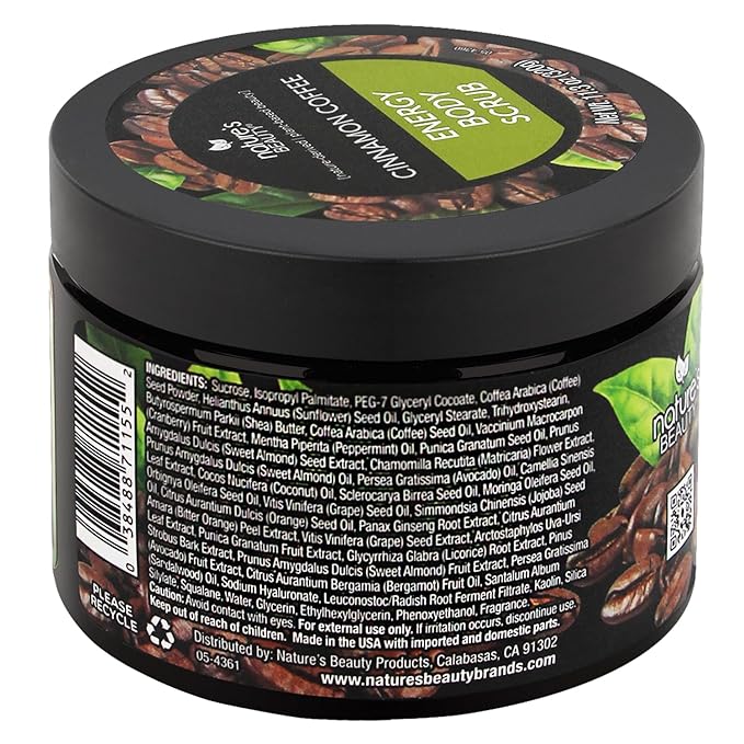 Nature's Beauty Cinnamon Coffee Energy Body Scrub Multi-Pack - Gently Exfoliate, Energize & Invigorate Dull Skin, Made w/Pomegranate & Babassu Oil + Coffee Seed Powder, 11.3 oz (2 Pack)