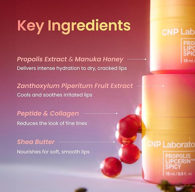 CNP Honey Lip Butter - Propolis Lipcerin™ 04 Mint, Hydrating Overnight Manuka Lip Balm & Mask, 12hr Long-Lasting Moisture, Korean Skin Care, 0.5 fl.oz.
