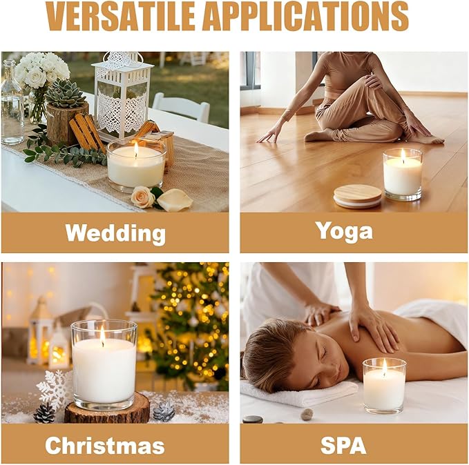 16oz Glass Candle Jars, 6-Pack 3 Wick Candle Jars for Making Candles, Empty Thick Glass Wide-Mouth Jars with Bamboo Lids & Wick Kits, Candle Containers Bulk - Clear