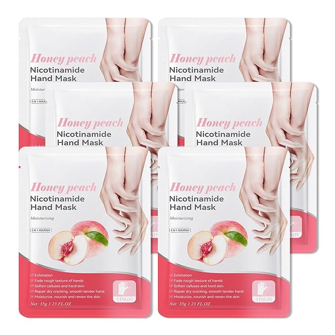 Hand Mask Moisturizing Gloves 6 Pack,Hydrating Hand Mask for Women,Soft Gloves for Dry Cracked Skin F