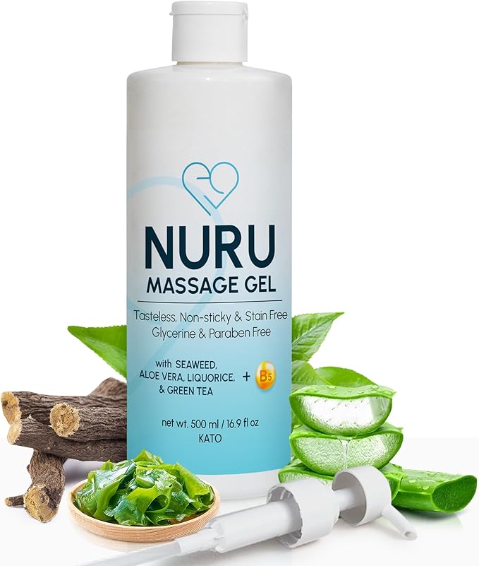 Nuru Massage Gel (16.9 fl oz) | Water-Based | Paraben & Glycerine Free | Formulated with Natural Seaweed, Green Tea, Liquorice Extract, Vitamin B5, & Organic Aloe Vera