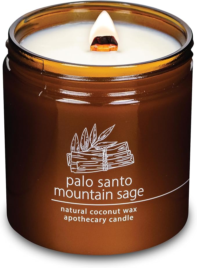 Hemlock Park Crackling Wood Wick Candle Handcrafted with Natural Coconut Wax (Large 16 oz, Palo Santo Mountain Sage)