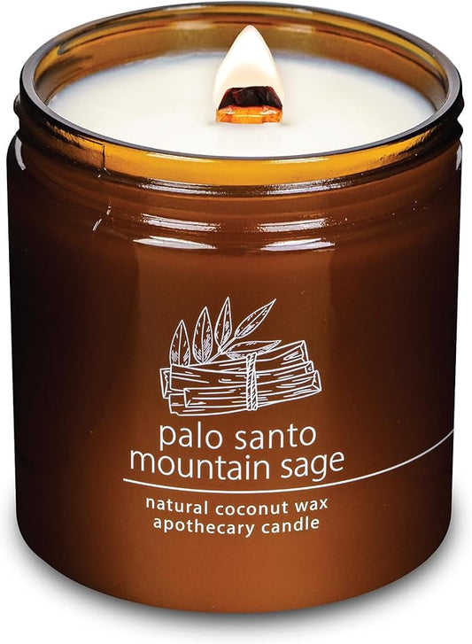 Hemlock Park Crackling Wood Wick Candle Handcrafted with Natural Coconut Wax (Large 16 oz, Palo Santo Mountain Sage)