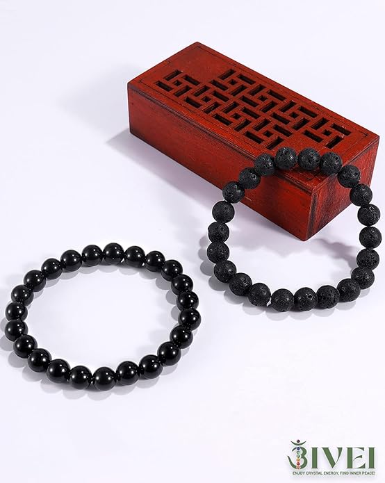 Bivei Natural Gemstone Semi Precious Healing Crystals Handmade Stretchy Round Beads Bracelet, Enhance Positive Energy