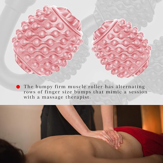 Cellulite Massage Tool Muscle Roller - Deep Fascia Massager & Dimpled Skin Remover for Legs, Thighs & Buttocks - Anti-Cellulite Roller, Smooth Skin, Pain Reliefs (Black Pink)