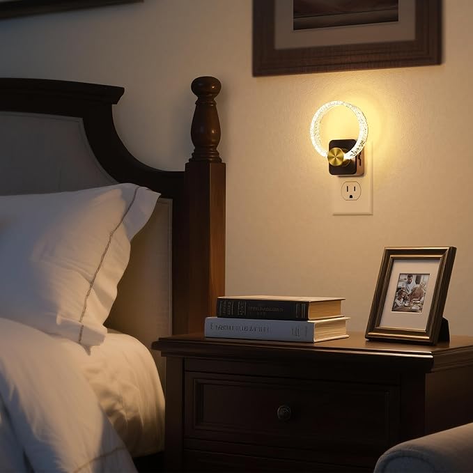 DORESshop LED Night Light, Decorative Night Light Plug Into Wall with Dusk-to-Dawn Sensor, Dimmable Nightlights, Adjustable Brightness for Hallway, Bedroom,Kids Room,Stairway, Soft White