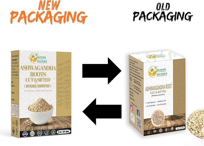 Herbs Botanica Ashwagandha Root Tea Loose Leaf for Herbal Tea, Ashwagandha Tea Herb Supplements, Withania Somnifera for Immune Support and Strength 3-5 mm Cuts Size 8 Oz Package