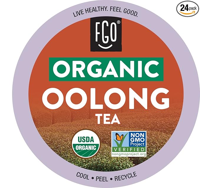 FGO Organic Oolong Tea K-Cup Pods for Keurig, 24 Count (Pack of 1), Premium Black Tea is USDA Organic, Non-GMO, & Recyclable with Naturally Occurring Caffeine