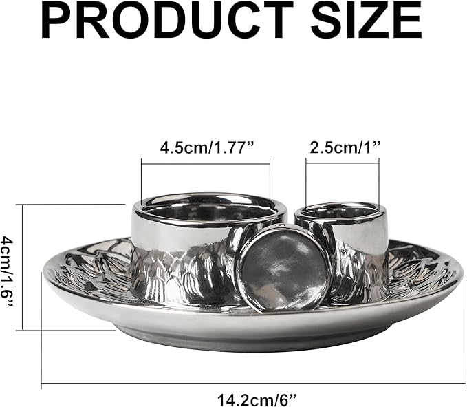 4 in 1 Incense Holder, Ceramic Incense Stick and Palo Santo Holder,Sage Holder for Burning- 5.5" Ceramic Ash Catcher Tray for Meditation and Yoga Room (Silver)