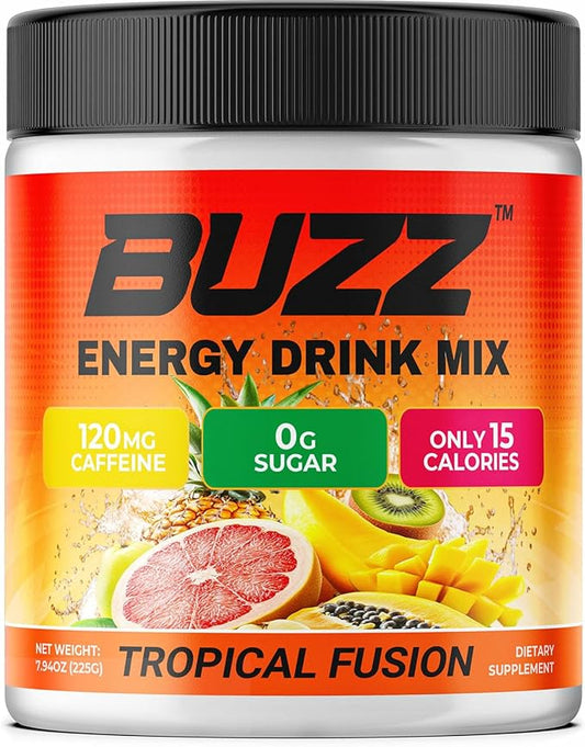 Energy Drink Powder - Energy Boost Drink Mix - Sugar-Free Energy with Antioxidants - Morning Kickstart and Sports Nutrition Endurance Product - 30 Servings, 8 Ounces (Tropical Fusion)