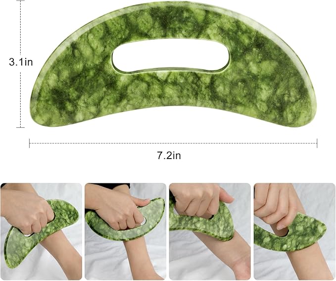 ideayard Large Jade Stone Gua Sha Massage Tool, Scraping Tool for Lymphatic Drainage, Body Sculpting for Muscle Scraping & Cellulite Reduction