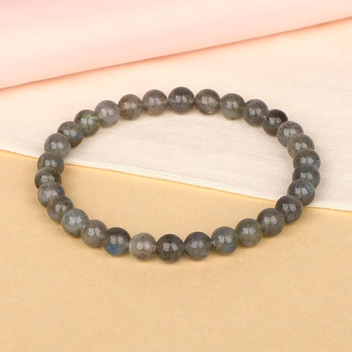 LPBeads Handmade Natural Gemstone Stretch Elastic Bracelet Healing Crystal Round Stone Beads Jewelry Gifts for Women Men