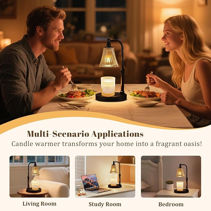 Black Candle Warmer Lamp with Timer Dimmable,Birthday Gifts for Women,Adjustable Height Wax Melt Warmer for Jar Candles,House Warming Gifts New Home,Ideal for Office,Bedroom Home Decor