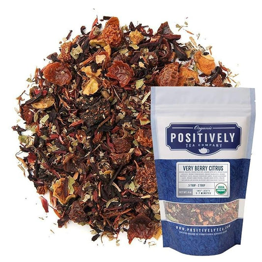 Organic Positively Tea Company, Very Berry Citrus, Herbal Tea, Loose Leaf, 4 Ounce
