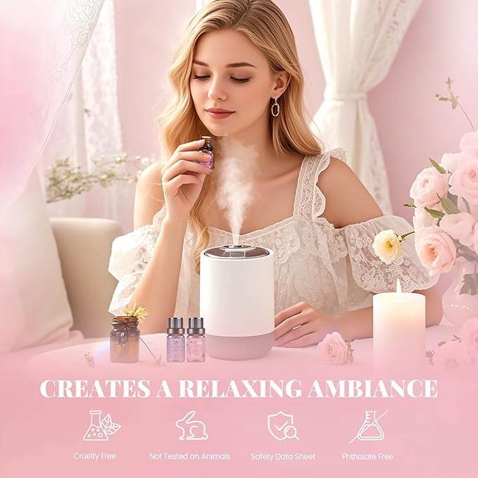 Floral Essential Oils Set - 6 Premium Fragrance Oil for Diffusers, Candle Making, Humidifier - Pink Peony, Wild Rose, Lavender, Sunflower Sandalwood, Bewitched Orchid, White Lily Aromatherapy Oi