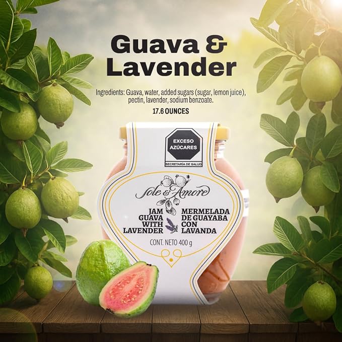 Gourmet Guava Jam with Mint 14 oz, Organic Fruit Preserves Jam, Natural Fruit Spread Mermelada de Guayava Perfect for Toast, Bagels, Breakfast, and Dessert
