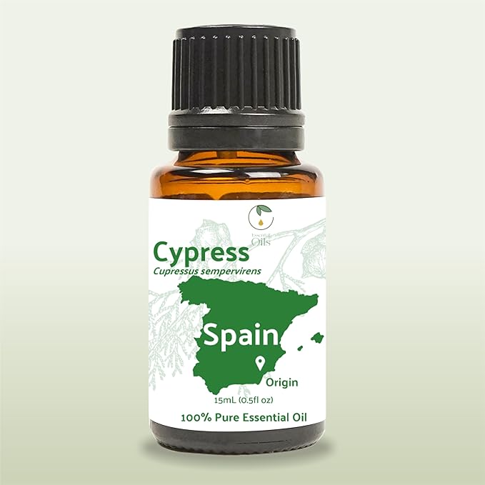 Cypress Essential Oil - Direct from Essential Oils SL in Mediterranean Spain - Aceite de Ciprés for Diffuser, 100% Pure Therapeutic Grade - Aromatheraphy, Skincare (15ml)