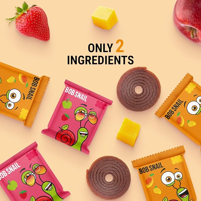 Bob Snail Exotic Mix Fruit Roll Ups – Healthy Sweets, Real Dried Fruits Snacks, No Added Sugar, Vegan, Nut Free, Candy for Adults and Kids – Flavour 50 pcs, 500g (Mango & Strawberry)