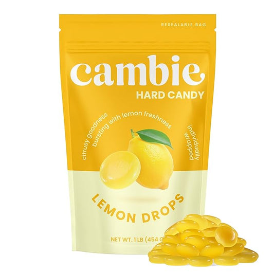 Cambie Lemon Drops Hard Candy - 1 Pound of Classic Lemon Candy for a Refreshing Citrus Experience - For Snacking, After-Dinner, Parties and Gifting - 1 lb Bulk Package