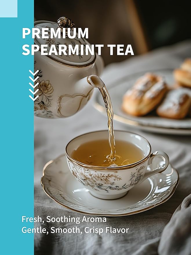 HYNTMYT Spearmint Tea Bags, Natural Spearmint Leaves, Crisp & Clean Flavor, Caffeine Free, 100 Count